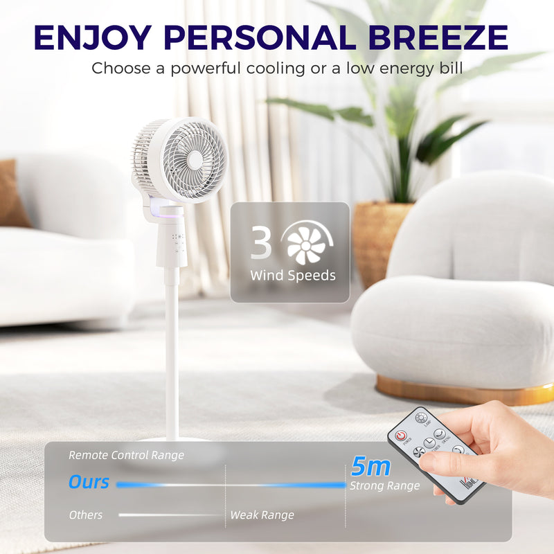 White Pedestal Air Circulation Fan with Oscillating Function and Adjustable Height by HOMCOM