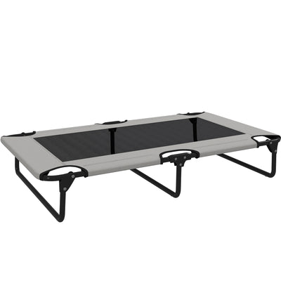 Portable Raised Dog Bed Light Grey With Breathable Mesh For Large Dogs Indoors Outdoors