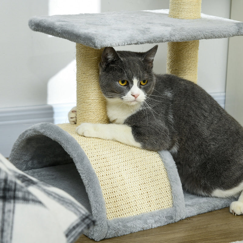 Cat Tree with Scratching Post and Rest Pad for Indoor Cats 72cm Tall Light Grey