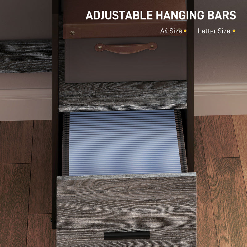 L Shaped Industrial Multi Work Desk For Home Office Charcoal Grey by HOMCOM