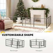 6 Panel Portable Dog Playpen with Door 60cm High for Small Dogs Black by PawHut