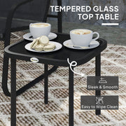 Three Piece Garden Seating Set Black Weather Resistant Patio Furniture by Outsunny