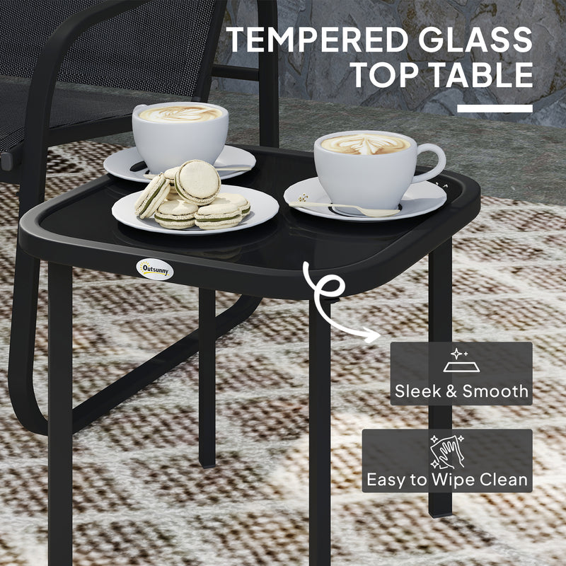 Three Piece Garden Seating Set Black Weather Resistant Patio Furniture by Outsunny