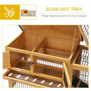 Wooden Rabbit Hutch With Spacious Outdoor Run Ideal For Gardens Or Patios Yellow