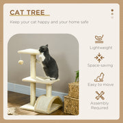Cat Tree Tower with Scratching Post and Rest Pad for Indoor Cats 72cm Height Cream White