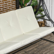3 Seater Garden Swing Chair with Adjustable Canopy and Metal Frame Cream White by Outsunny