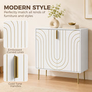 Art Deco Style Sideboard with Adjustable Shelf Ideal for Dining or Living Room White