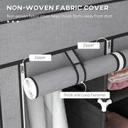 Portable Fabric Wardrobe with Shelves and Hanging Rails for Bedroom Storage Dark Grey