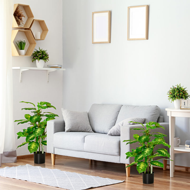 Set of 2 Artificial Evergreen Trees in Nursery Pots for Indoor or Outdoor Decor Green