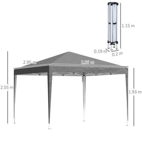 Image of a grey 3m x 3m pop up gazebo