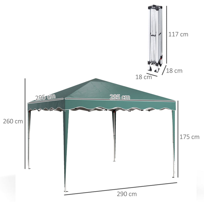 Pop Up Gazebo, 3x3m - Green