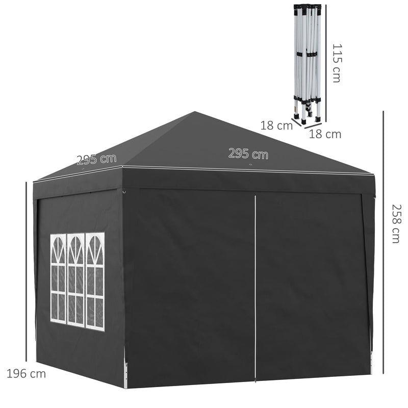 Pop Up Gazebo With Sides, 3x3m