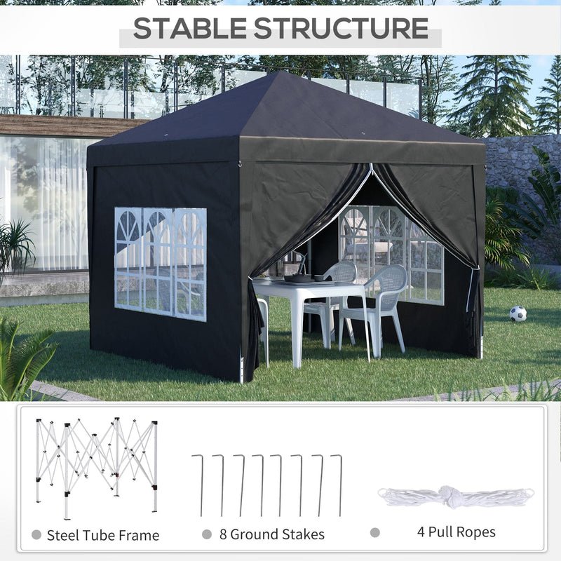 Pop Up Gazebo With Sides, 3x3m