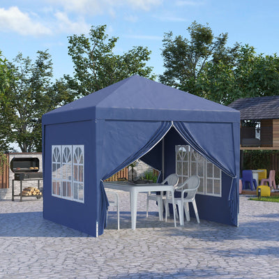 Pop Up Gazebo With Sides, 3x3m, Blue Outsunny