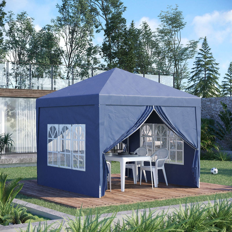 Pop Up Gazebo With Sides, 3x3m, Blue