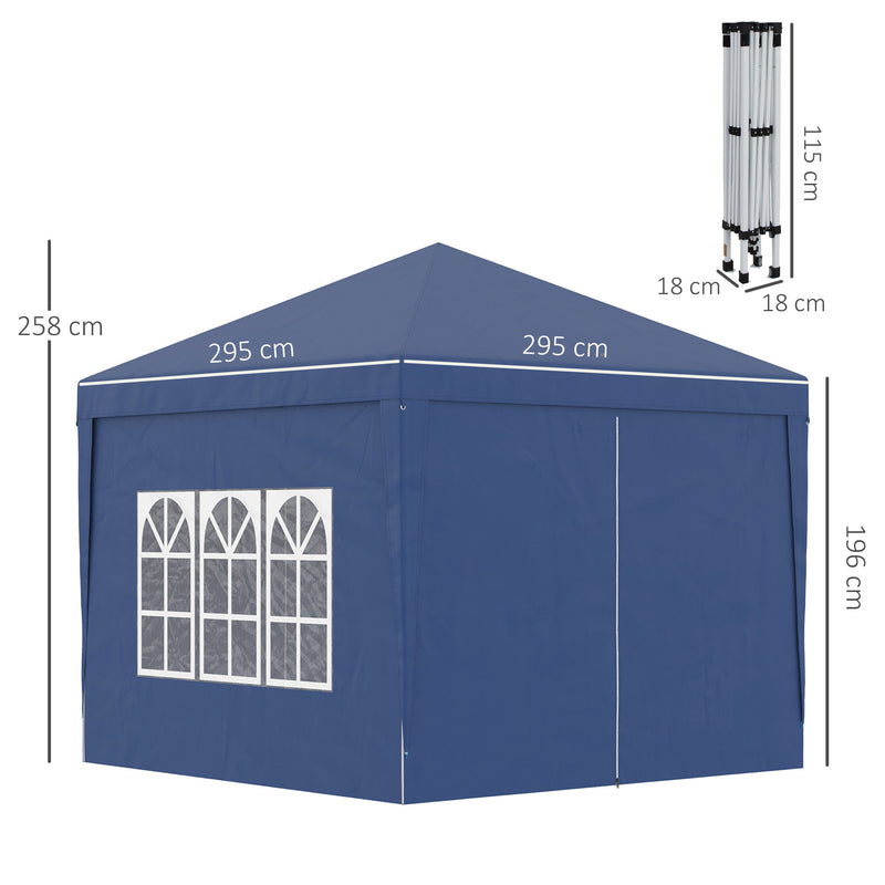 Pop Up Gazebo With Sides, 3x3m