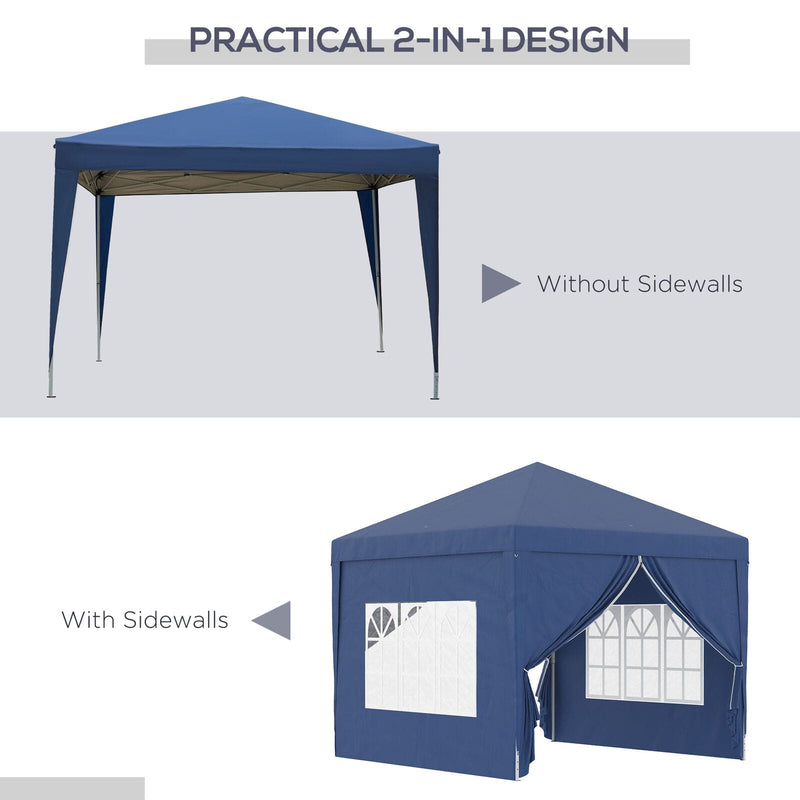 Pop Up Gazebo With Sides, 3x3m, Blue