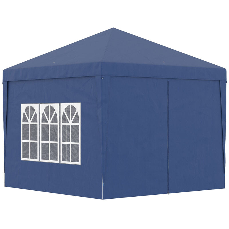 Pop Up Gazebo With Sides, 3x3m, Blue