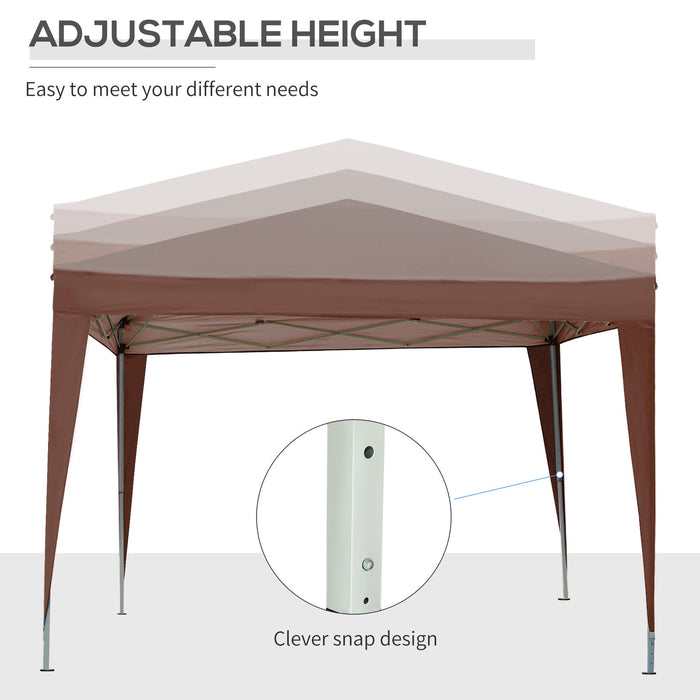 Pop Up Gazebo With Sides, 3m x 3m, Coffee