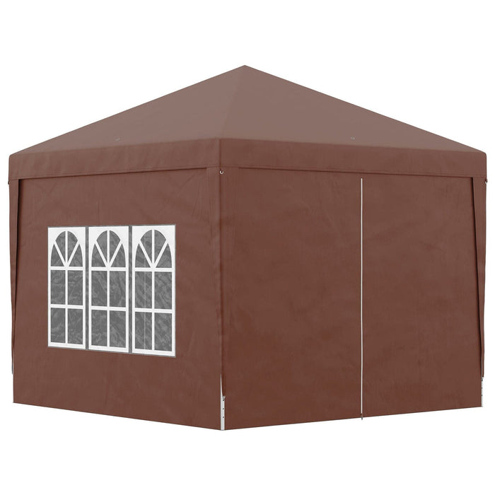 Pop Up Gazebo With Sides, 3m x 3m, Coffee