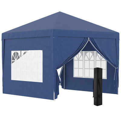 Pop Up Gazebo With Sides, 3x3m, Blue Outsunny