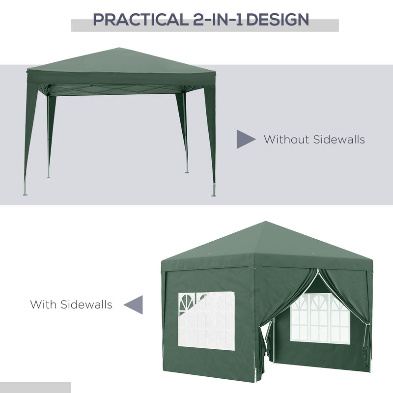 3x3 Pop Up Gazebo With Sides, Green