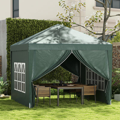 3x3 Pop Up Gazebo With Sides, Green Outsunny