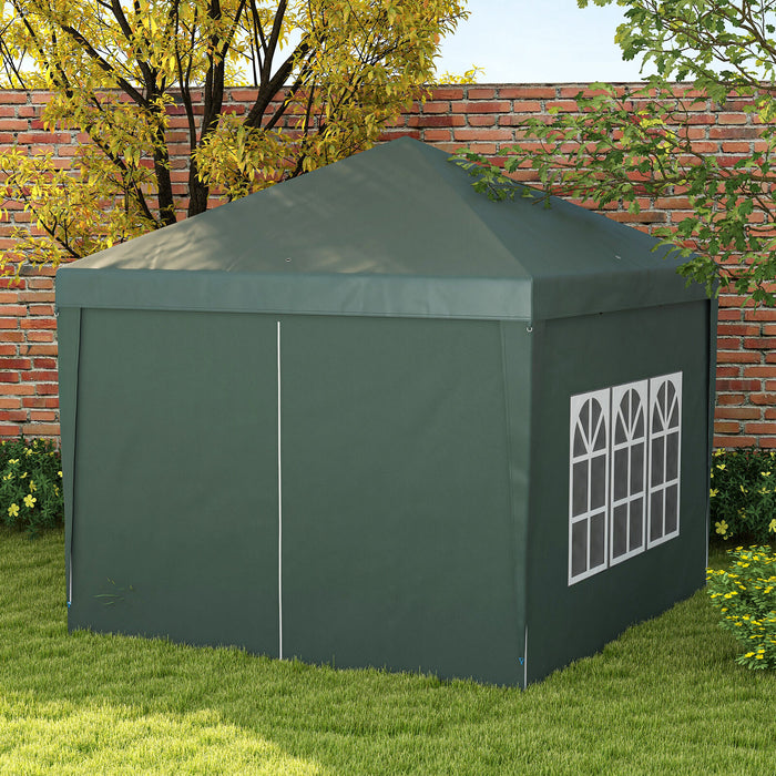 3x3 Pop Up Gazebo With Sides, Green