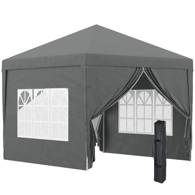 Outsunny 3x3 Pop Up Gazebo With Sides, Grey Outsunny