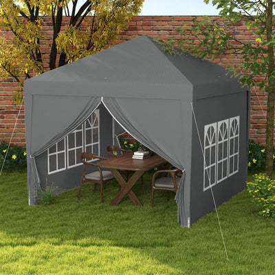 Outsunny 3x3 Pop Up Gazebo With Sides, Grey Outsunny