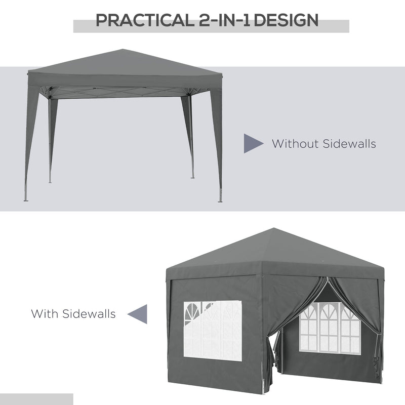 Outsunny 3x3 Pop Up Gazebo With Sides, Grey