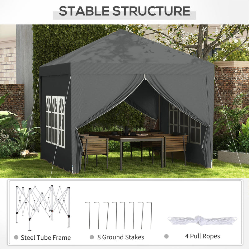 Pop Up Gazebo With Sides, 3x3m