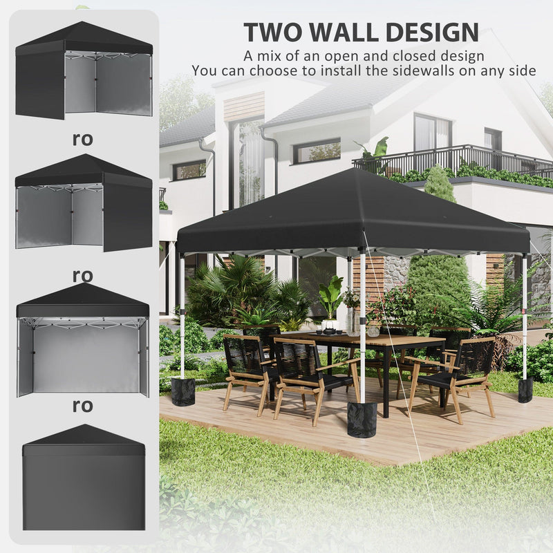 Image of a black 3m x 3m Pop Up Gazebo With Sides