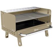 Outsunny portable charcoal BBQ grill in khaki with grate, folding legs and side handle