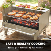 Khaki Outsunny BBQ grill grate close-up labelled food-grade 304 stainless steel and rust resistant