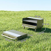 Dimensions diagram for the Outsunny portable BBQ grill: 52 x 37 x 31.8 cm open, folds to 52 x 37 x 9 cm