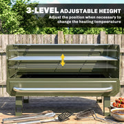 Outsunny BBQ grill showing the 3-level adjustable grate height feature