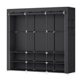 Black Songmics portable fabric wardrobe, empty, on a white background