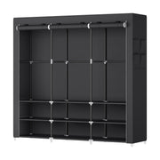 Black Songmics portable fabric wardrobe, empty, on a white background