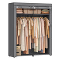 Front view of the Songmics portable fabric wardrobe in grey