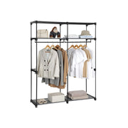 Songmics fabric wardrobe with clothes hanging on the 2 rods
