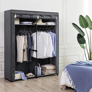 Close-up of the zip and dust cover on the Songmics fabric wardrobe