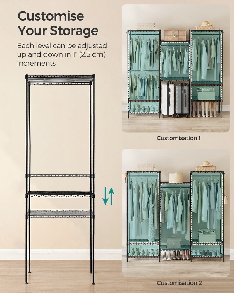 Portable open wardrobe dimensions diagram, 40 x 175 x 180cm