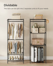 Portable open wardrobe full assembled view in ink black