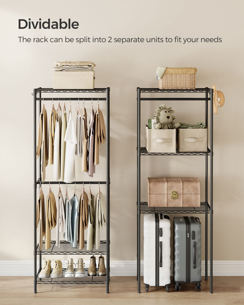 Portable open wardrobe full assembled view in ink black