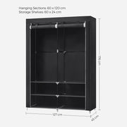 Dimension diagram showing 127 x 45 x 176 cm with 60 x 120 cm hanging sections