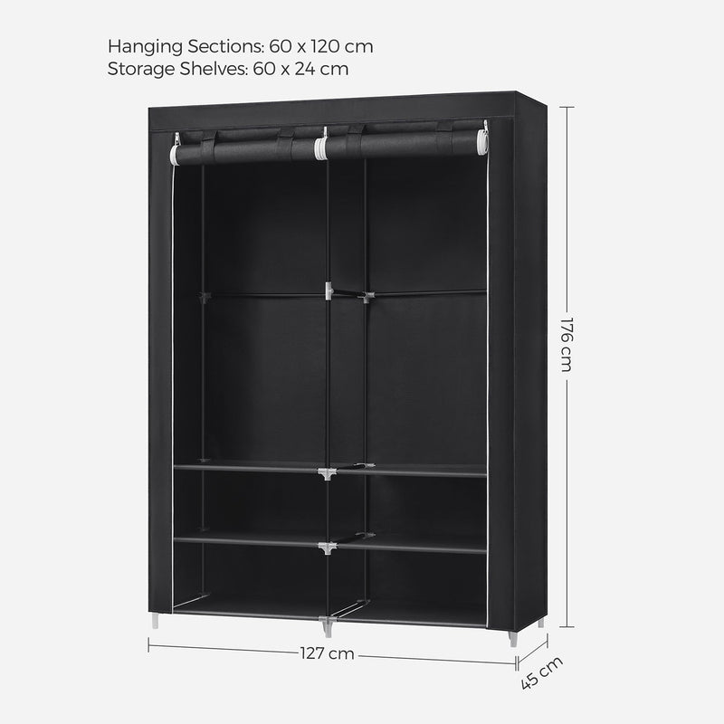 Dimension diagram showing 127 x 45 x 176 cm with 60 x 120 cm hanging sections
