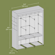 Songmics portable wardrobe in black with cover closed