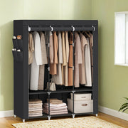 Songmics portable wardrobe with cover open showing 3 hanging rails