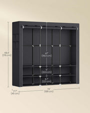 Dimension diagram showing the wardrobe at 188 x 45 x 176 cm with 119.3 cm hanging height